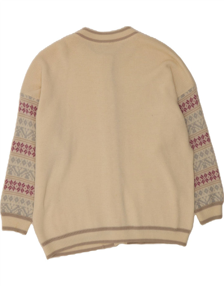 HUDSON Womens Oversized Cardigan Sweater EU 46 XL Off White Fair Isle Vintage Hudson and Second-Hand Hudson from Messina Hembry 