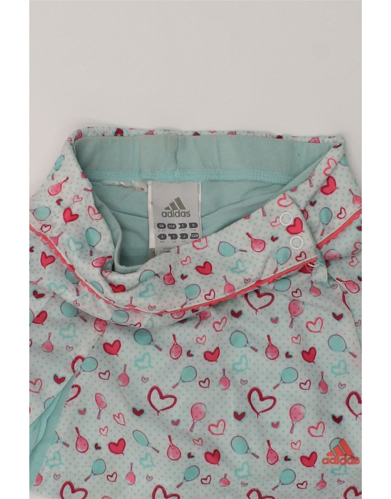 ADIDAS Girls Graphic A-Line Skirt 4-5 Years W20 Blue Polyester Heart | Vintage Adidas | Thrift | Second-Hand Adidas | Used Clothing | Messina Hembry 