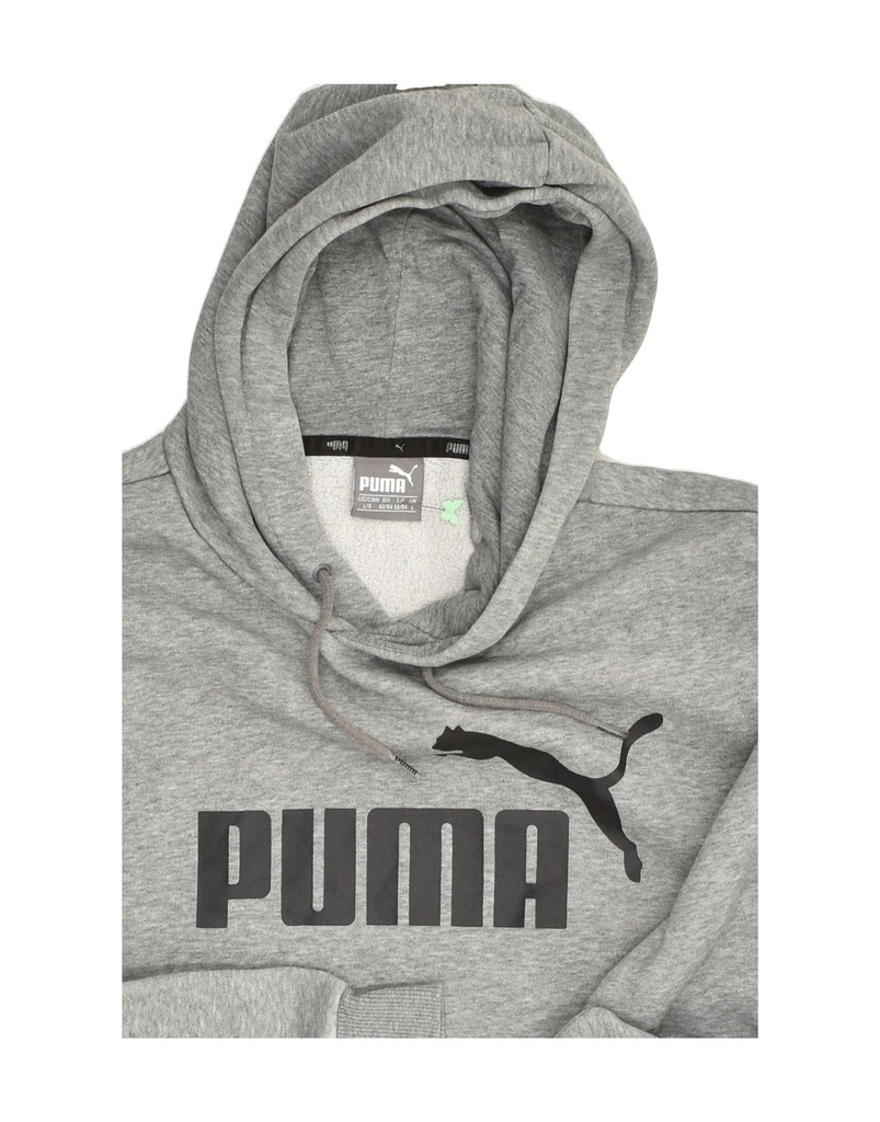 PUMA Mens Graphic Hoodie Jumper Large Grey Cotton | Vintage Puma | Thrift | Second-Hand Puma | Used Clothing | Messina Hembry 