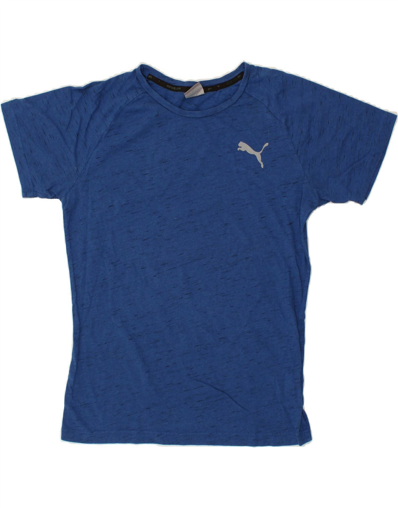 PUMA Mens T-Shirt Top Medium Blue Flecked Cotton | Vintage Puma | Thrift | Second-Hand Puma | Used Clothing | Messina Hembry 