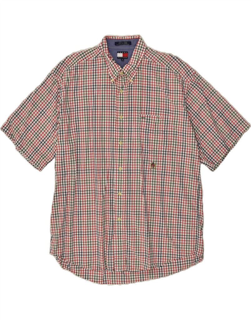 TOMMY HILFIGER Mens Short Sleeve Shirt XL Red Check Cotton | Vintage Tommy Hilfiger | Thrift | Second-Hand Tommy Hilfiger | Used Clothing | Messina Hembry 