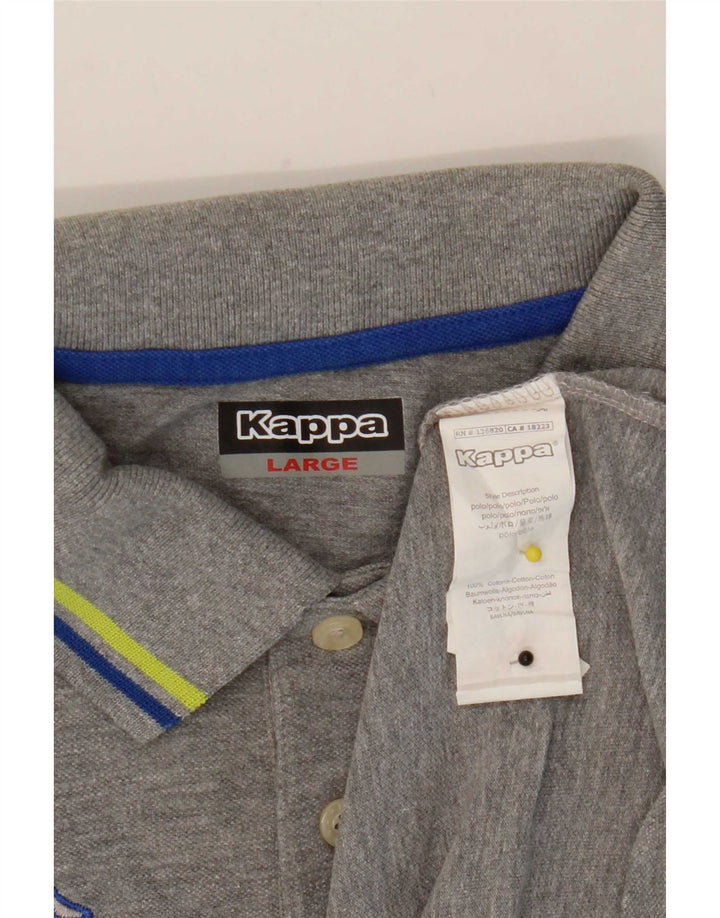 Kappa Mens Polo Shirt Large Grey Striped Cotton