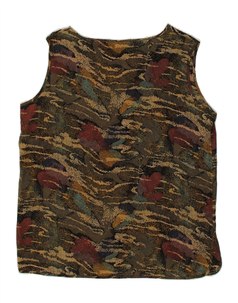CHERIE Womens Sleeveless Blouse Top IT 48 XL Brown Camouflage Silk | Vintage cherie | Thrift | Second-Hand cherie | Used Clothing | Messina Hembry 