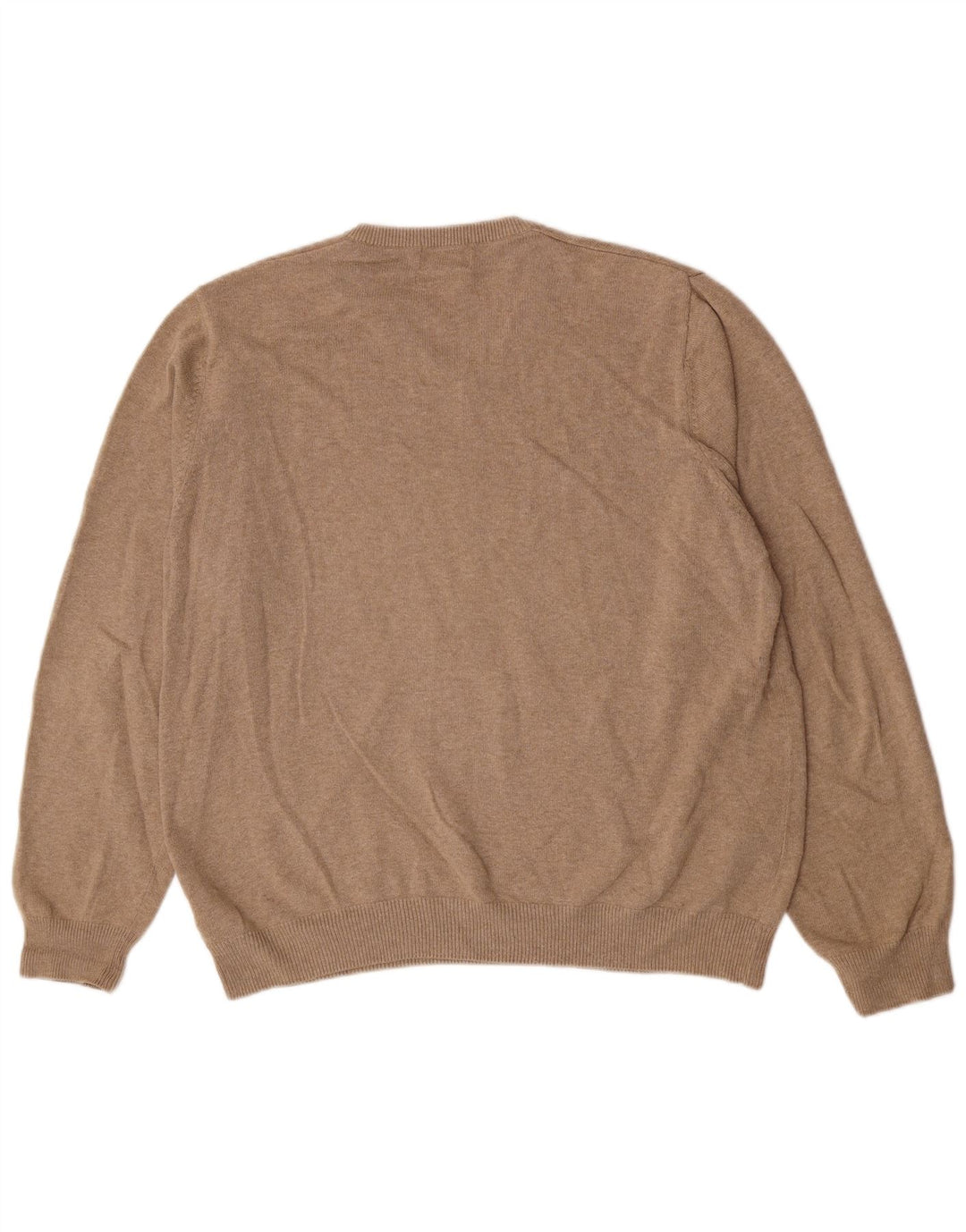 Marks & Spencer Mens V-Neck Jumper Sweater XL Beige Cotton