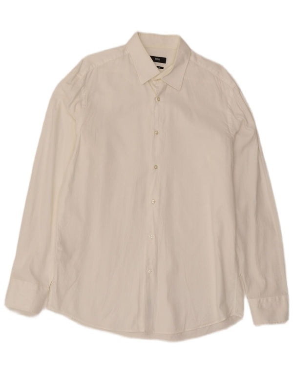 Hugo Boss Mens Regular Fit Shirt Size 41 Large White Cotton