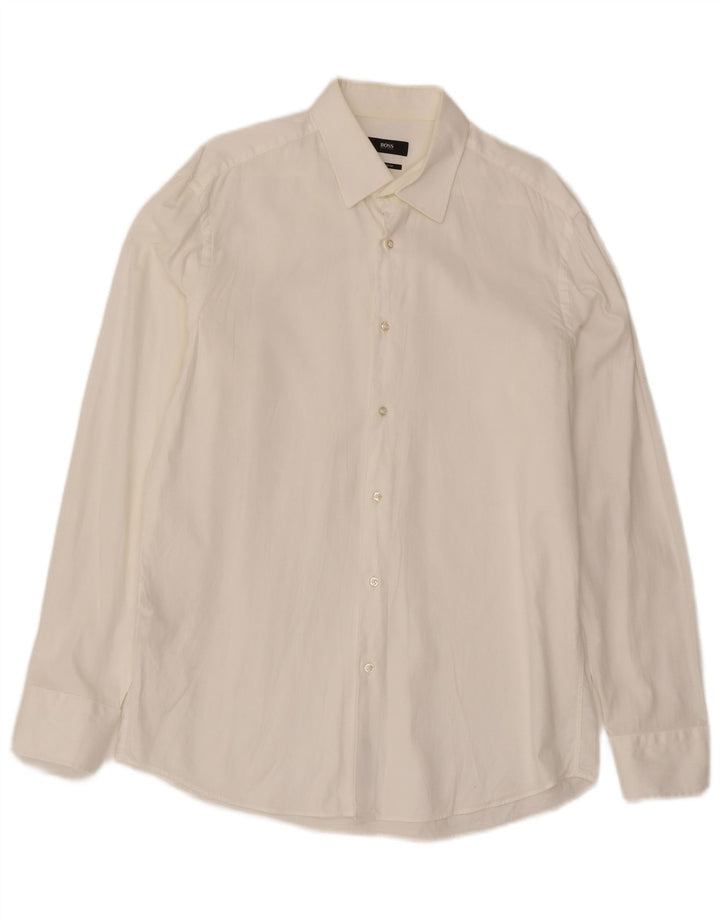 Hugo Boss Mens Regular Fit Shirt Size 41 Large White Cotton