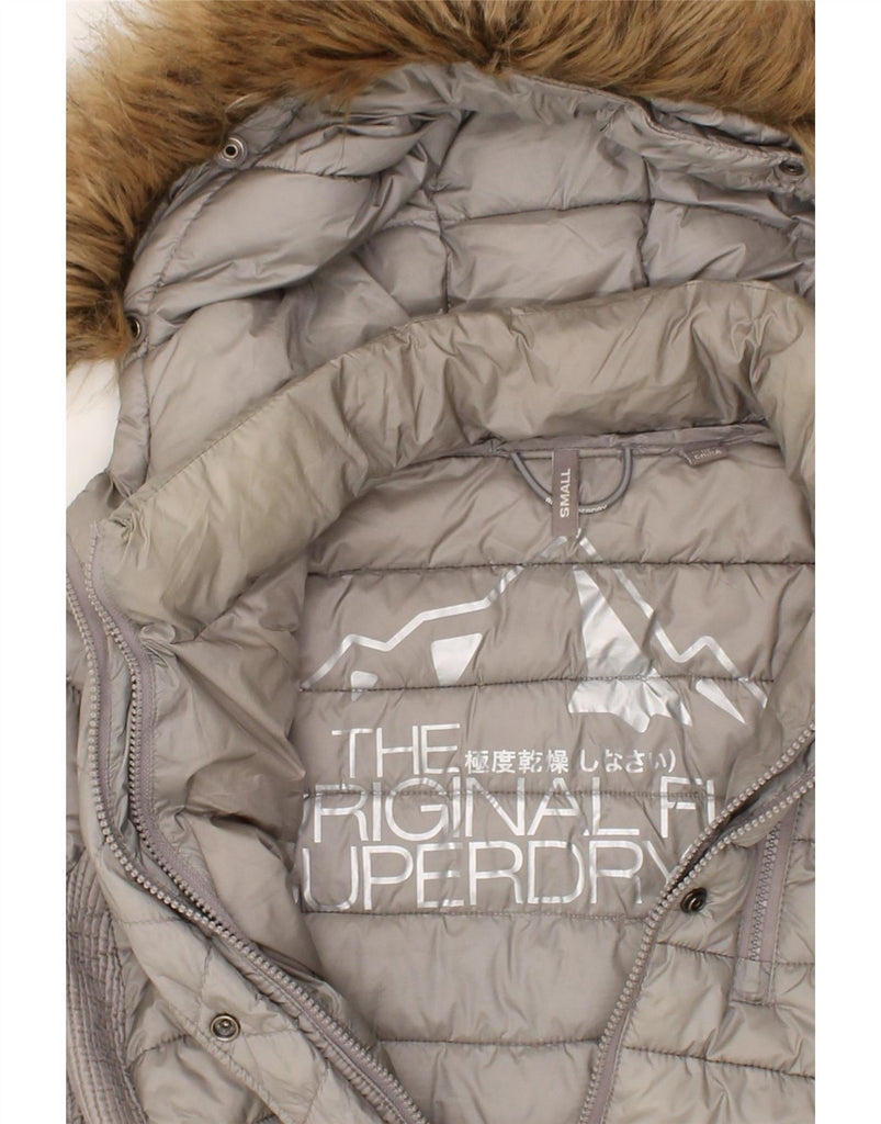 SUPERDRY Womens Hooded Padded Jacket UK 10 Small  Grey Nylon | Vintage Superdry | Thrift | Second-Hand Superdry | Used Clothing | Messina Hembry 