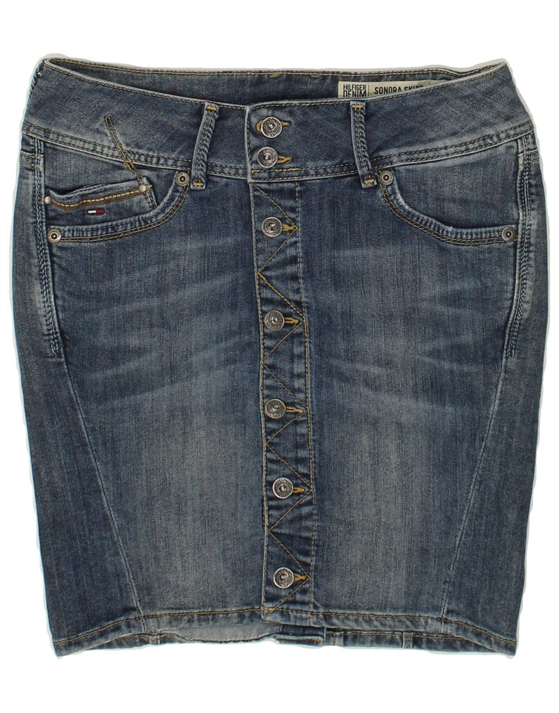 TOMMY HILFIGER Womens Denim Skirt UK 10 Small W27 Blue Cotton | Vintage Tommy Hilfiger | Thrift | Second-Hand Tommy Hilfiger | Used Clothing | Messina Hembry 