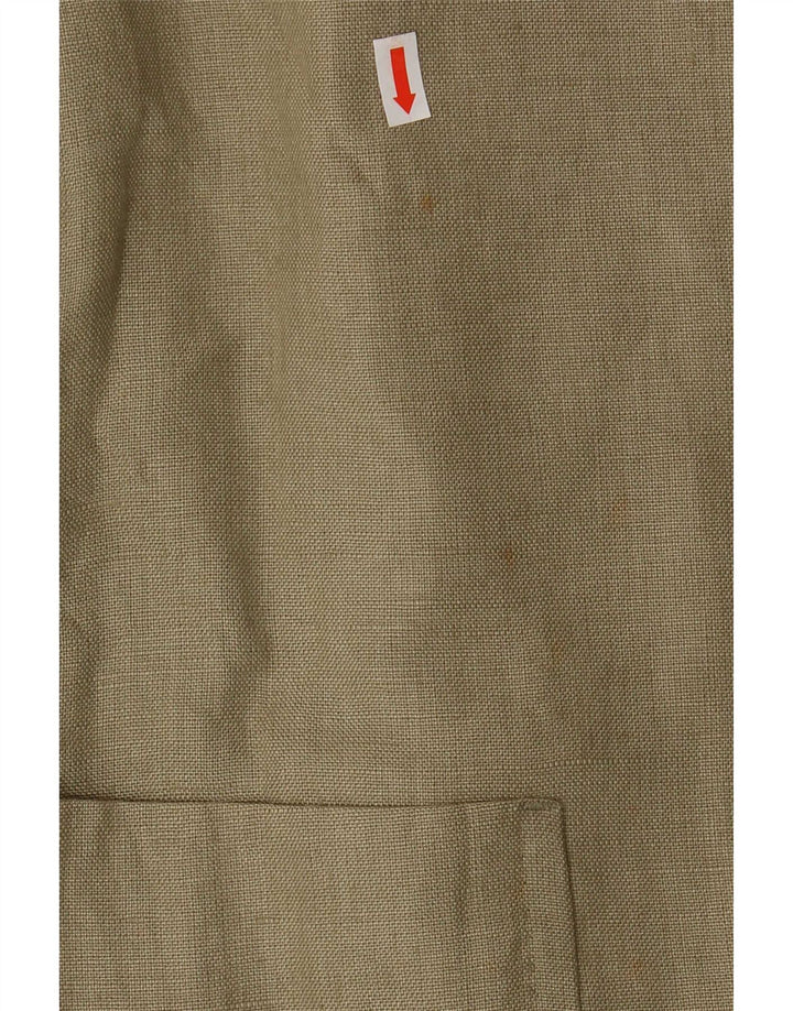 Marks & Spencer Mens 3 Button Blazer Jacket UK 40 Medium Khaki Linen