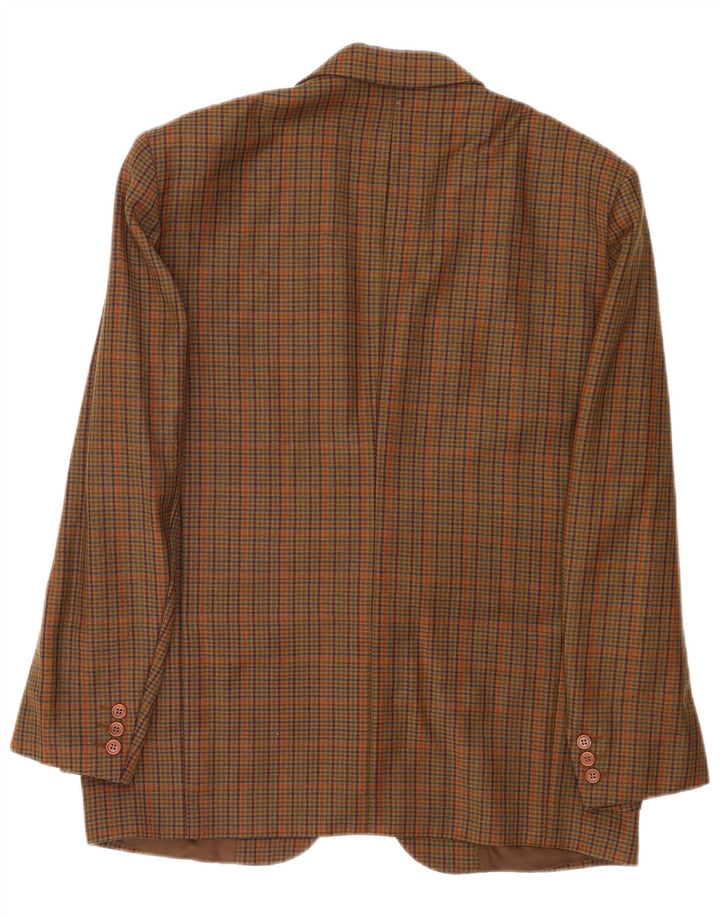 Monti Mens 2 Button Blazer Jacket IT 52 XL Brown Houndstooth Virgin Wool