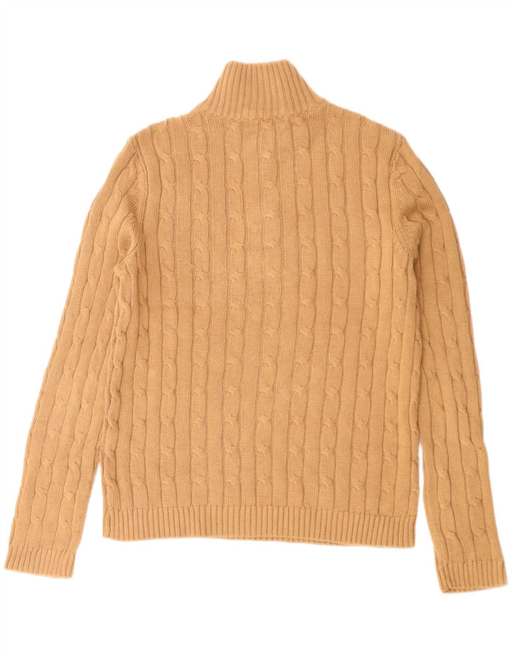Chaps Womens Zip Neck Jumper Sweater UK 10 Small Beige Cotton