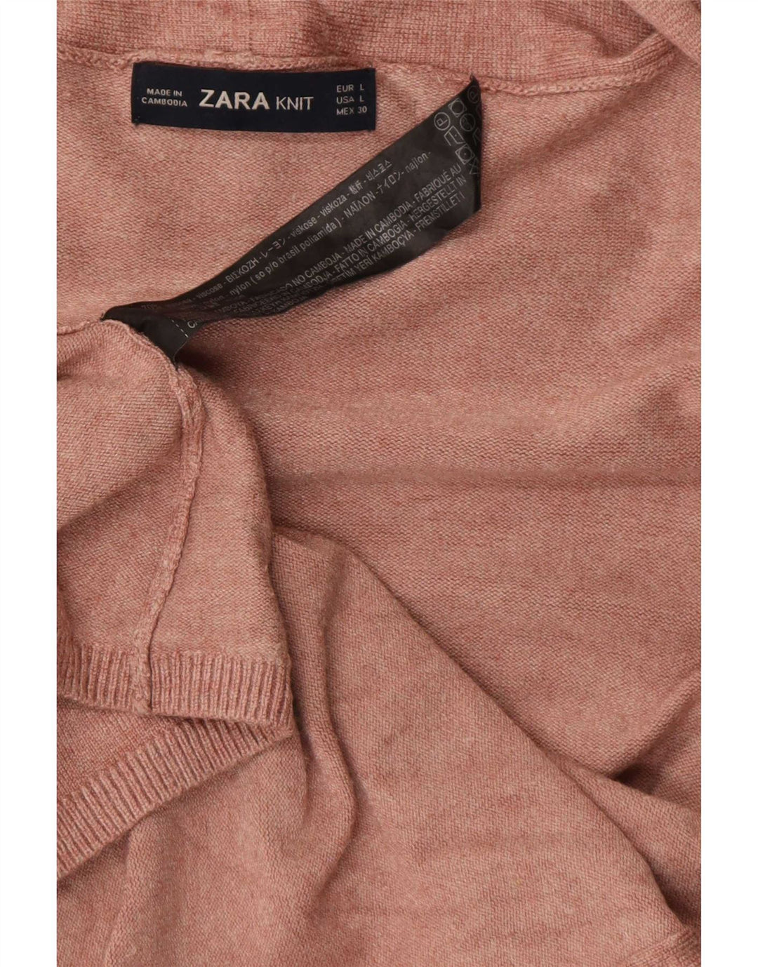 Zara Womens Open Cardigan Sweater UK 14 Large Pink Viscose