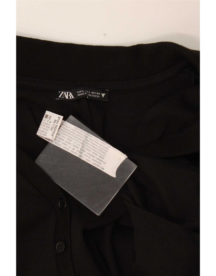 Zara Womens Playsuit UK 14 Large Black Cotton