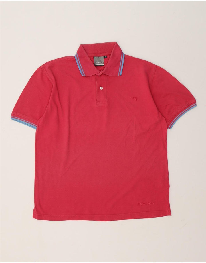 Diadora Mens Polo Shirt Medium Pink Cotton