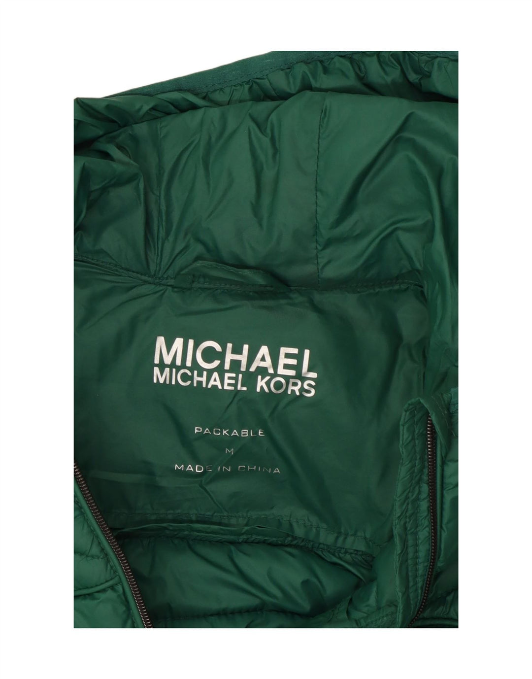 Michael Kors Womens Hooded Padded Jacket UK 14 Medium Green Nylon