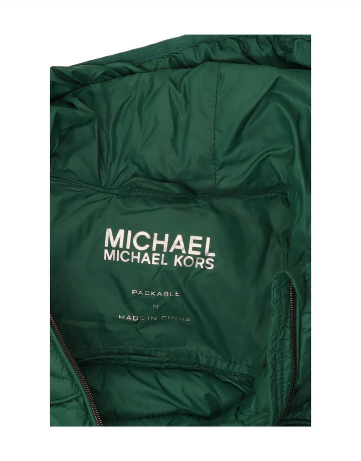 Michael Kors Womens Hooded Padded Jacket UK 14 Medium Green Nylon