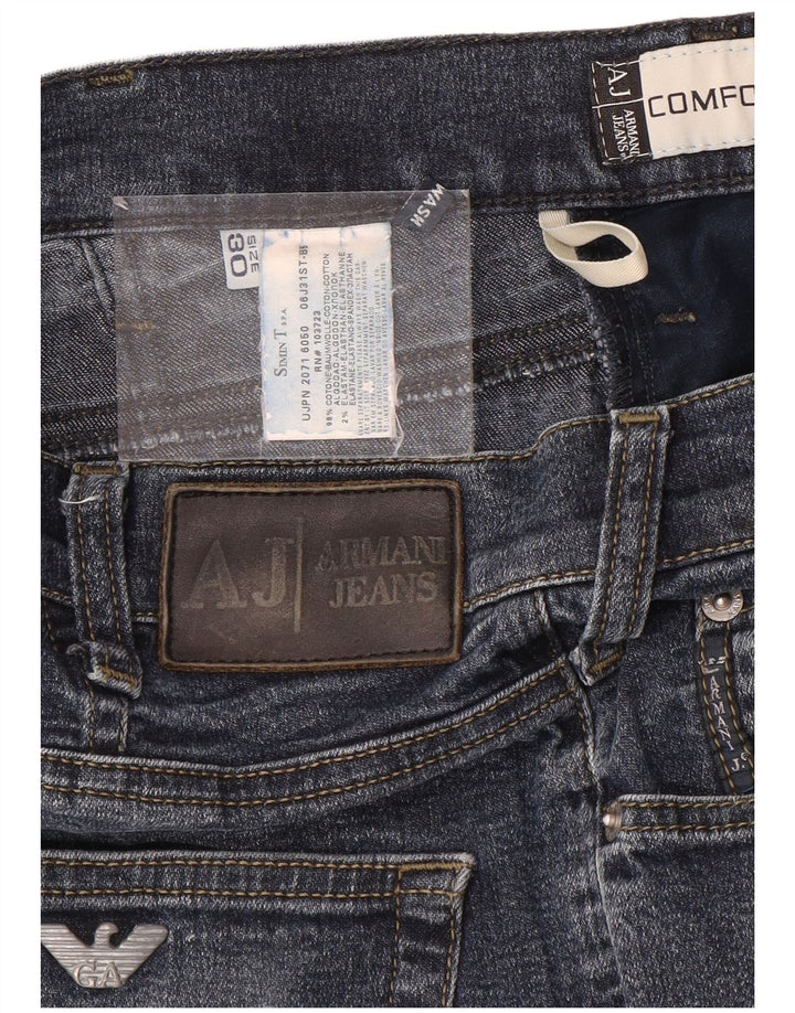 Armani Mens Straight Jeans W30 L33 Blue Cotton