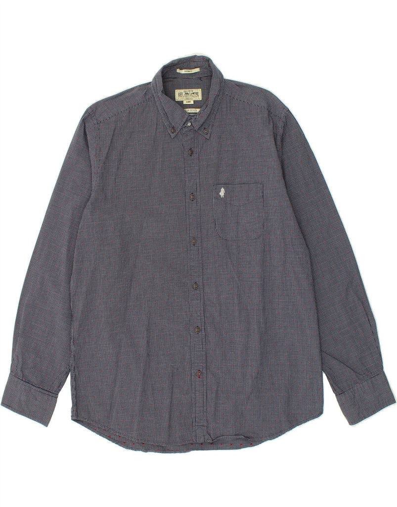 MARLBORO CLASSICS Mens Custom Fit Shirt XL Navy Blue Check | Vintage Marlboro Classics | Thrift | Second-Hand Marlboro Classics | Used Clothing | Messina Hembry 