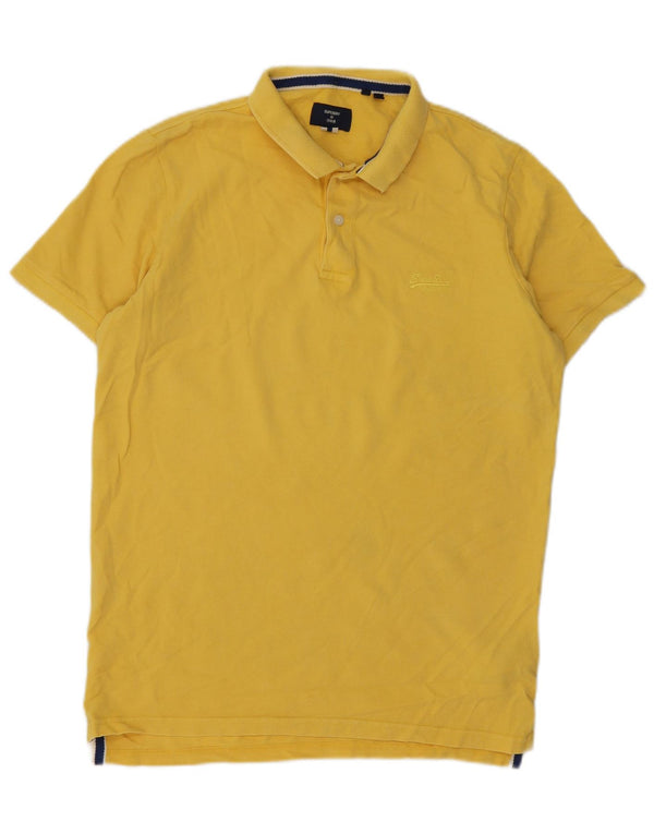 Superdry Mens Polo Shirt Large Yellow Cotton