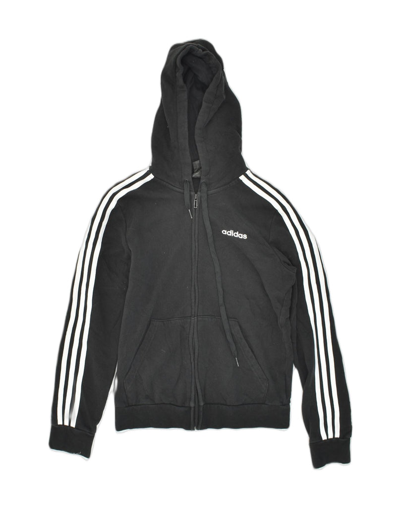 ADIDAS Womens Zip Hoodie Sweater UK 8-10 Small  Black Cotton | Vintage Adidas | Thrift | Second-Hand Adidas | Used Clothing | Messina Hembry 