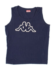 KAPPA Womens Graphic Vest Top UK 14 Medium Navy Blue Cotton