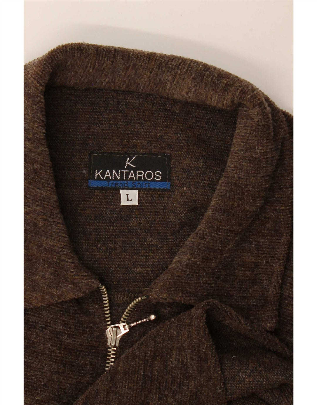 Kantaros Mens Full Zip Shirt Large Brown
