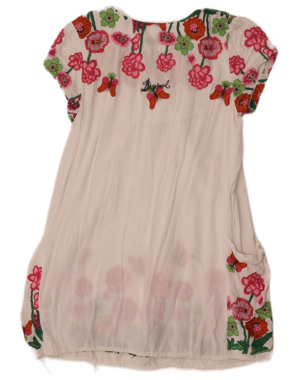 Desigual Womens Tunic Top UK 12 Medium White Floral Viscose