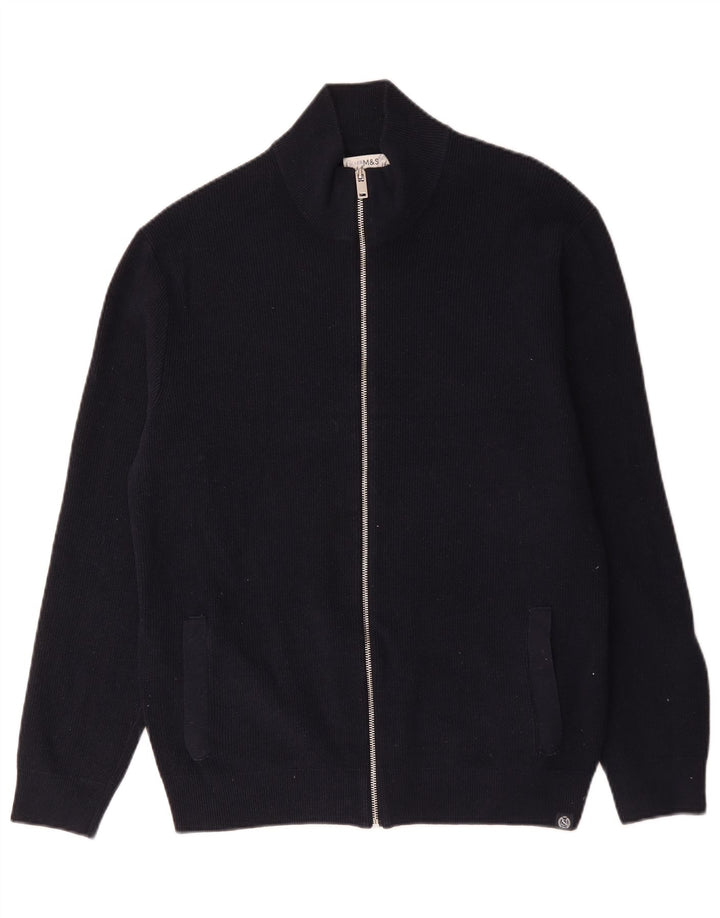 Marks & Spencer Mens Cardigan Sweater XL Navy Blue Polyester