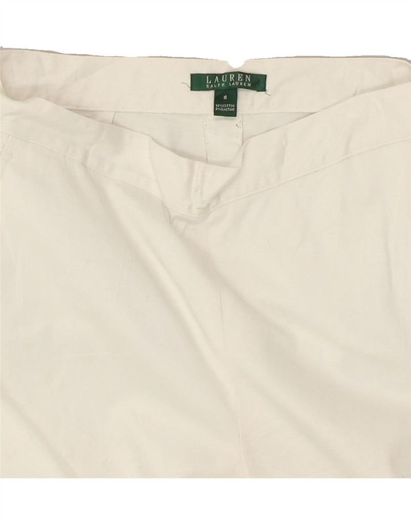 RALPH LAUREN Womens Slim Suit Trousers US 6 Medium W30 L29 White Cotton | Vintage Ralph Lauren | Thrift | Second-Hand Ralph Lauren | Used Clothing | Messina Hembry 