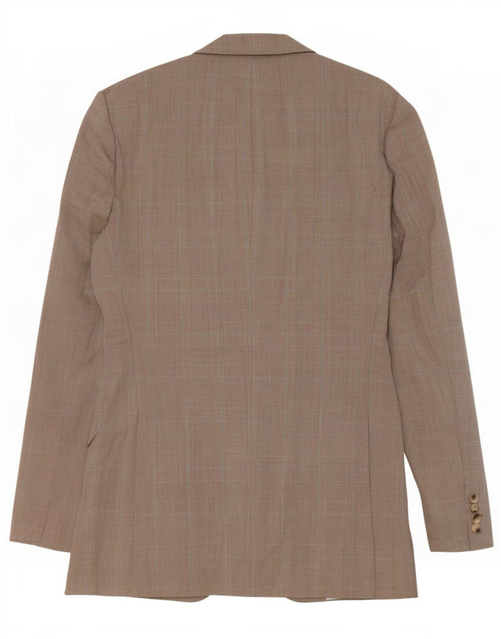 Hugo Boss Mens 2 Button Blazer Jacket EU 48 Medium Brown Plaid Virgin Wool