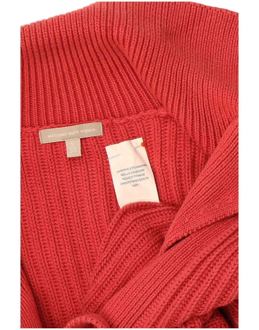Massimo Dutti Womens Cardigan Sweater UK 10 Small Red Cotton