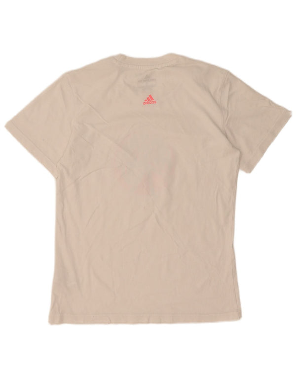Adidas Womens Graphic T-Shirt Top UK 10 Small White Cotton