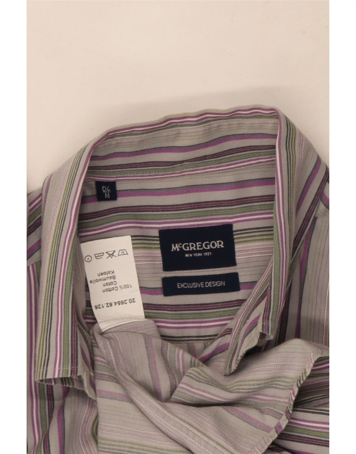 McGregor Mens Shirt Medium Grey Striped Cotton