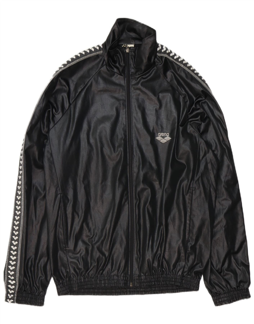 Arena Mens Graphic Tracksuit Top Jacket XL Black Polyester