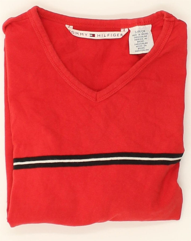 TOMMY HILFIGER Womens 3/4 Sleeve T-Shirt Top UK 10 Small Red Cotton | Vintage Tommy Hilfiger | Thrift | Second-Hand Tommy Hilfiger | Used Clothing | Messina Hembry 