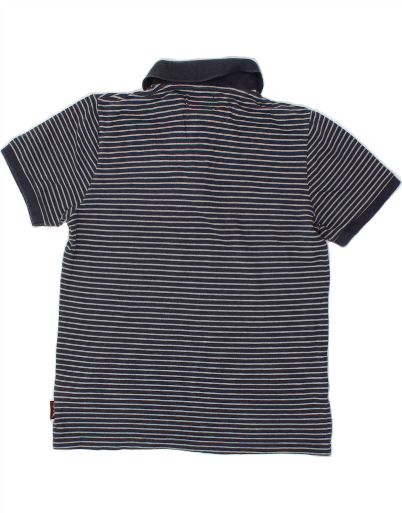 MARLBORO CLASSICS Boys Polo Shirt 13-14 Years Medium Navy Blue Striped Vintage Marlboro Classics and Second-Hand Marlboro Classics from Messina Hembry 