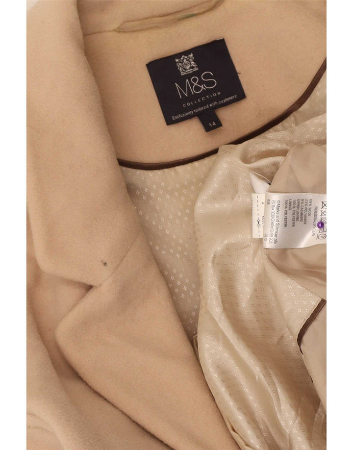 Marks & Spencer Womens Overcoat UK 14 Medium Beige Wool
