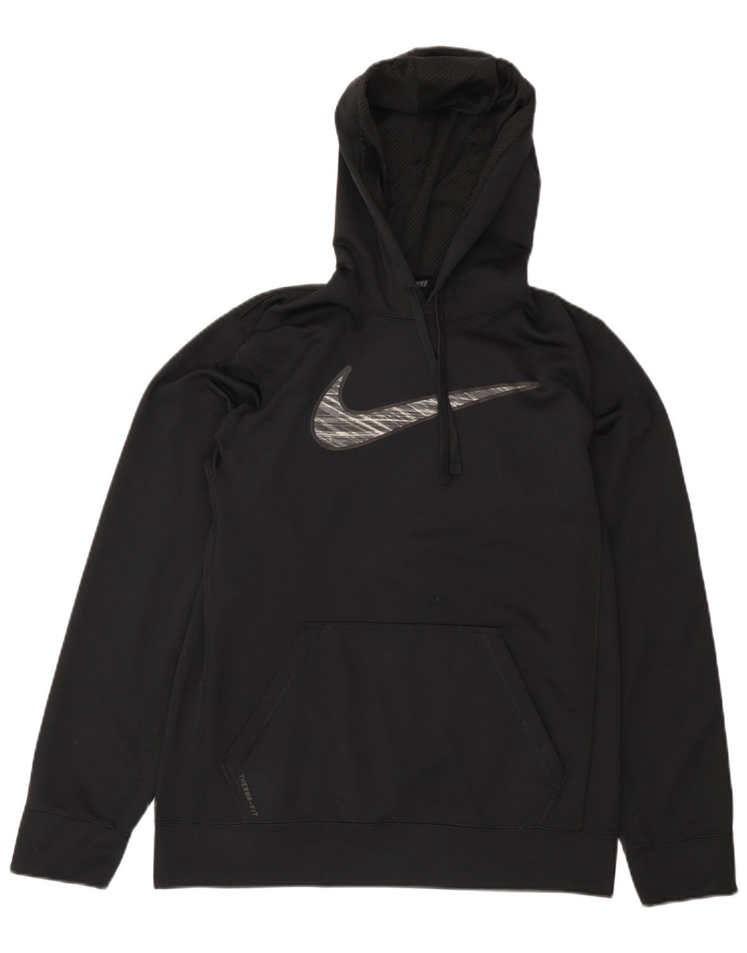 NIKE Mens Therma-Fit Graphic Hoodie Jumper Small Black Polyester