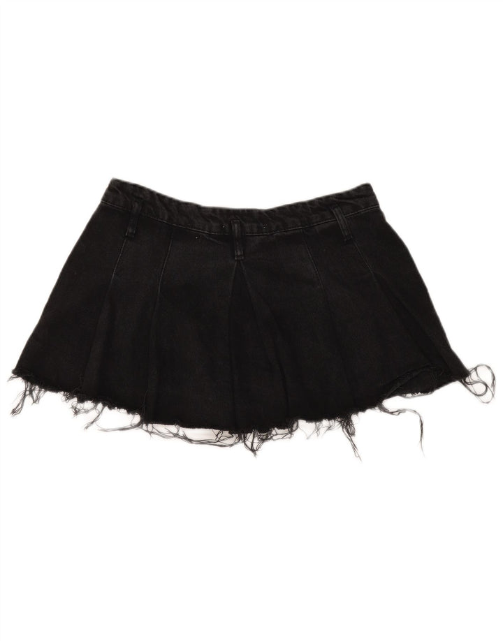 Zara Womens Mini Denim Skirt Medium W32  Black Cotton