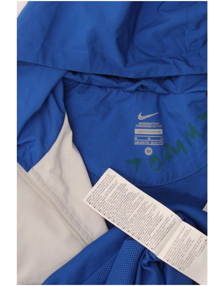 Nike Boys Hooded Tracksuit Top Jacket 10-11 Years Medium Blue Colourblock