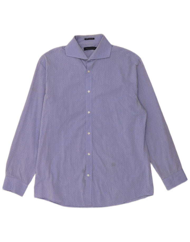 Tommy Hilfiger Mens Slim Fit Shirt Size 16 Large Blue Geometric