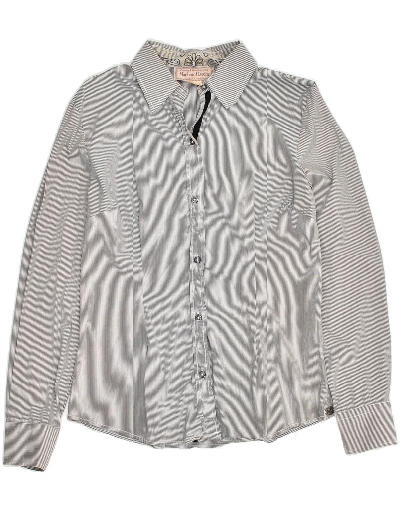 MARLBORO CLASSICS Womens Shirt EU 46 XL Grey Pinstripe Cotton | Vintage Marlboro Classics | Thrift | Second-Hand Marlboro Classics | Used Clothing | Messina Hembry 