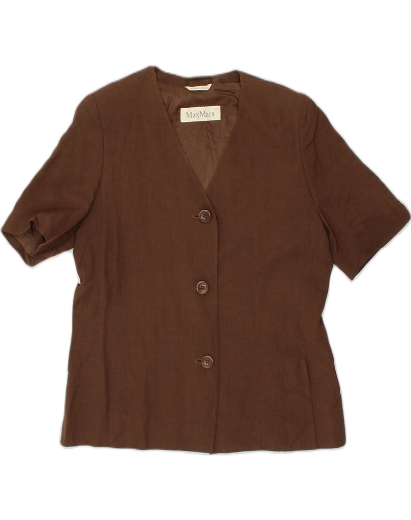 MAX MARA Womens Short Sleeve 3 Button Blazer Jacket IT 44 Medium Brown | Vintage Max Mara | Thrift | Second-Hand Max Mara | Used Clothing | Messina Hembry 