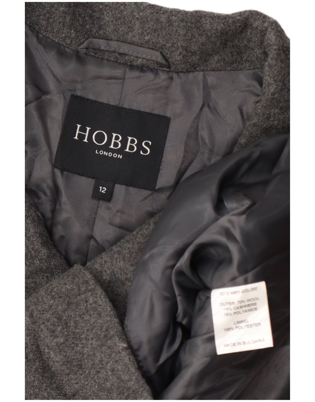 Hobbs Womens Pea Coat UK 12 Medium Grey Wool