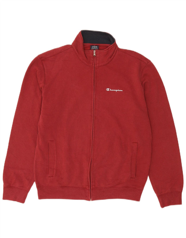 Champion Mens Tracksuit Top Jacket Medium Red Cotton