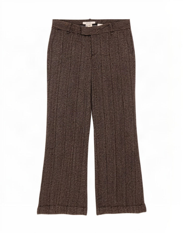 Zara Womens Bootcut Casual Trousers EU 40 Medium W30 L30 Grey Herringbone