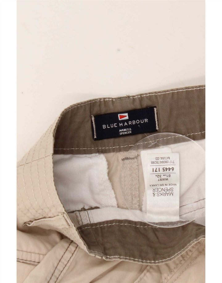 Marks & Spencer Womens Blue Harbour Cargo Shorts W32 Large Beige Cotton