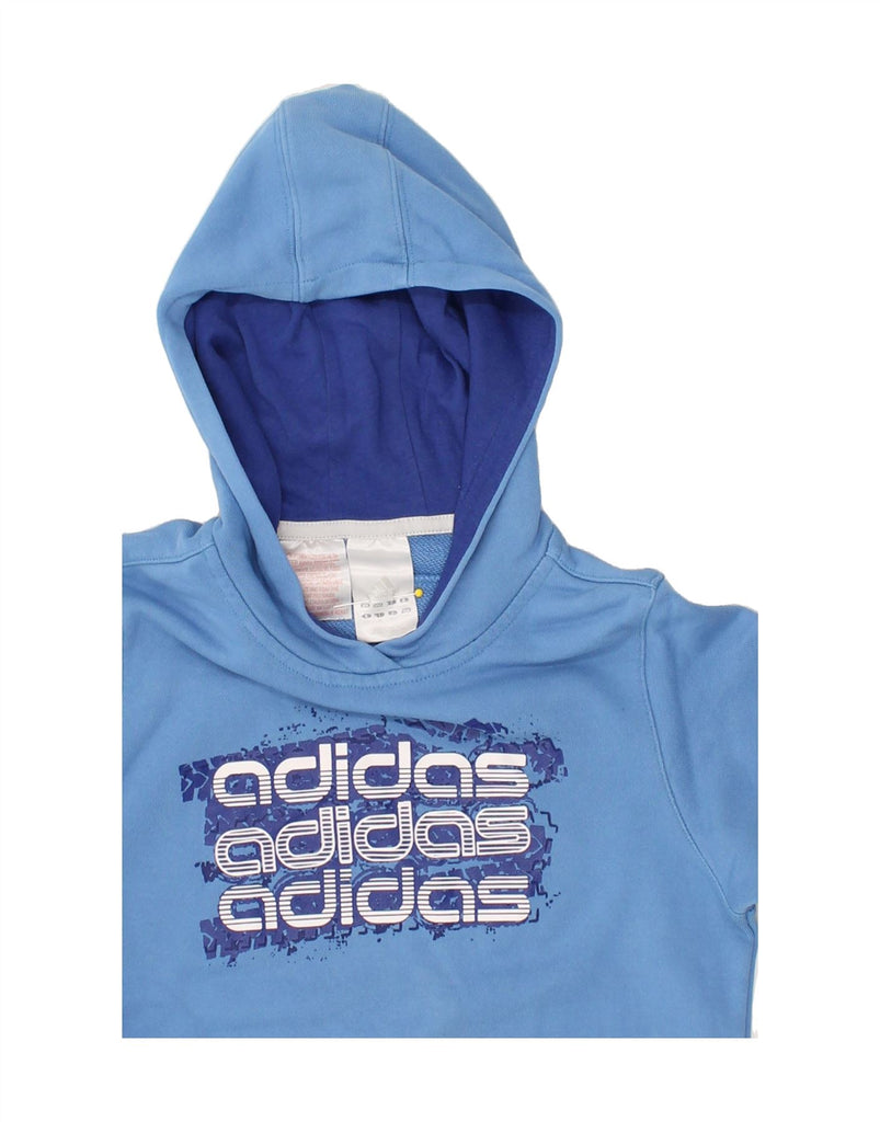 ADIDAS Boys Graphic Hoodie Jumper 7-8 Years Blue Cotton | Vintage Adidas | Thrift | Second-Hand Adidas | Used Clothing | Messina Hembry 