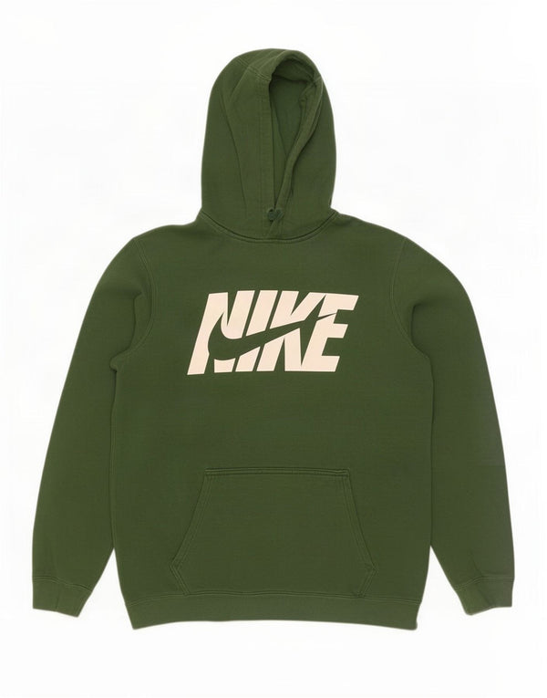 Nike Mens Graphic Hoodie Jumper Medium Green Cotton