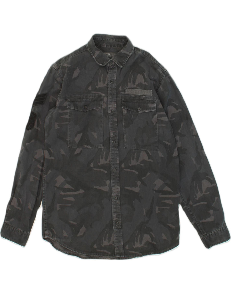 JACK & JONES Mens Military Jacket IT 50 Large Grey Camouflage Cotton | Vintage Jack & Jones | Thrift | Second-Hand Jack & Jones | Used Clothing | Messina Hembry 